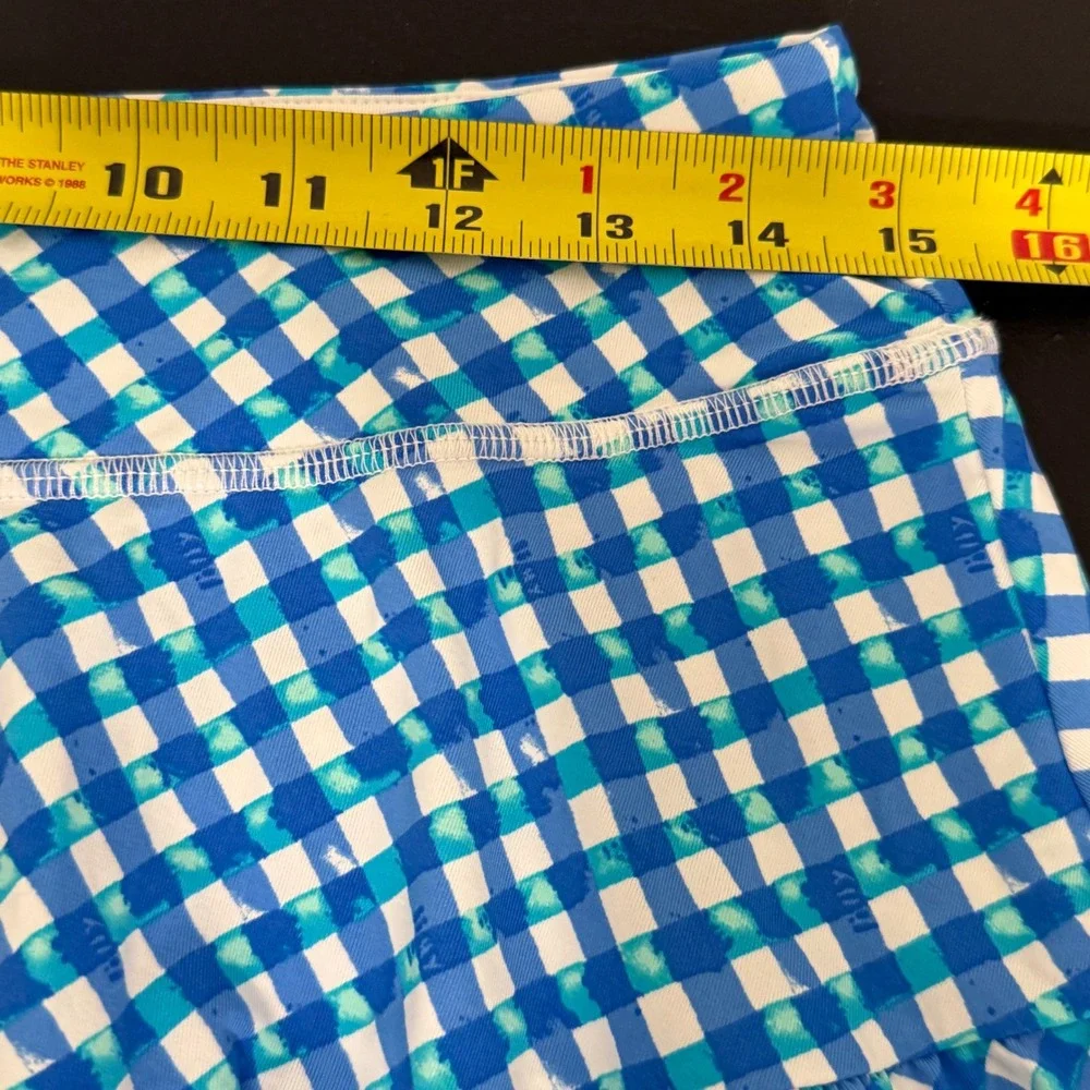 Lilly Pulitzer Blue Teal White Gingham Tiered Skort